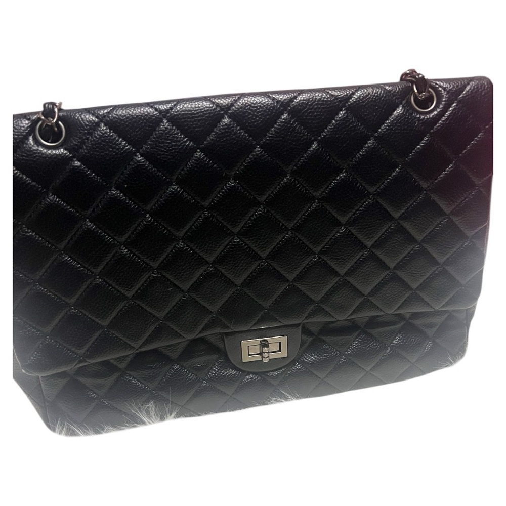 Black Quilted Leather Shoulder Bag